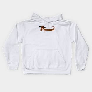 dachshund wagging its tail illustration Kids Hoodie